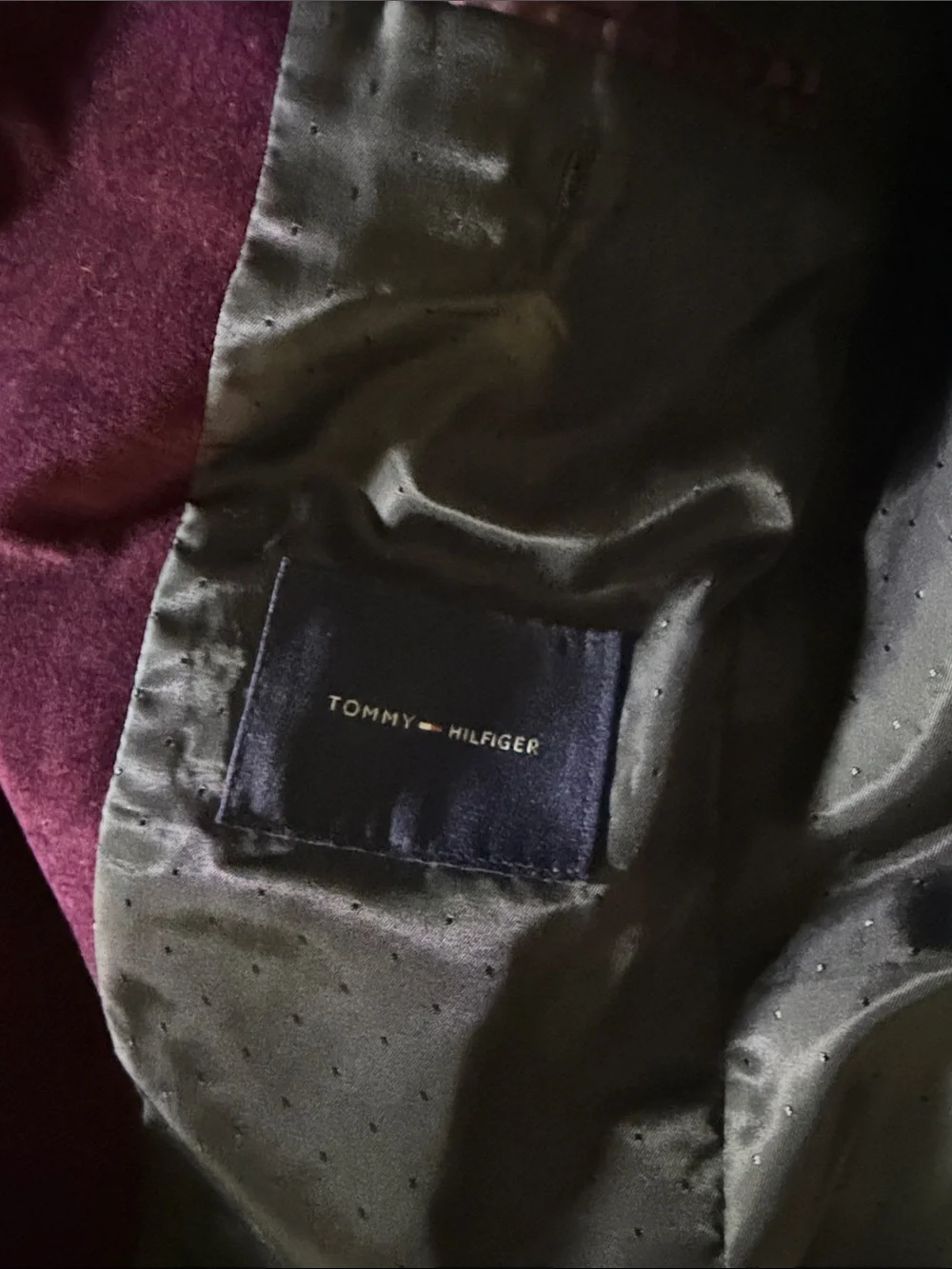 Tommy Hilfiger Burgundy Velvet Paisley Blazer Sport Coat 40R